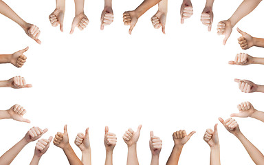 Image showing human hands showing thumbs up in circle