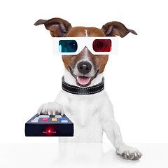 Image showing remote control 3d glasses tv movie dog 