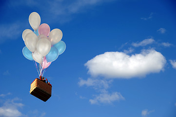 Image showing Balloons and basket