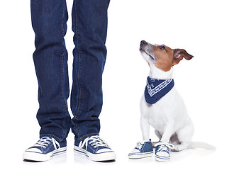 Image showing dog owner  and dog 