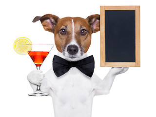 Image showing cocktail dog with blackboard 