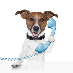 Image showing dog on the phone talking 