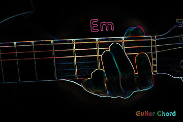 Image showing Guitar chord on a dark background