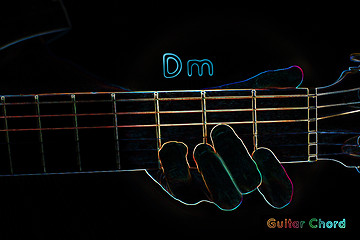 Image showing Guitar chord on a dark background