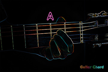 Image showing Guitar chord on a dark background