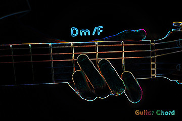 Image showing Guitar chord on a dark background