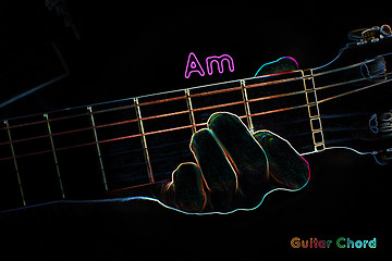 Image showing Guitar chord on a dark background