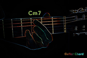 Image showing Guitar chord on a dark background