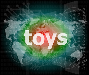 Image showing Marketing concept: words toys marketing on digital screen