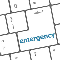 Image showing emergency word on keyboard key, notebook computer button