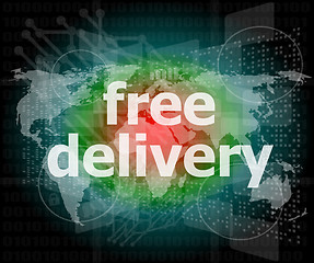 Image showing free delivery word on a virtual digital background