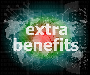 Image showing extra benefits slogan poster concept. Financial support message design