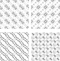 Image showing Set of monochrome geometric seamless patterns