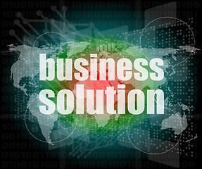 Image showing words business solution on digital screen, business concept