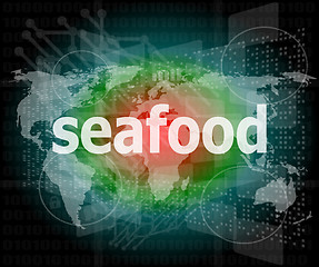 Image showing seafood word on a virtual digital background