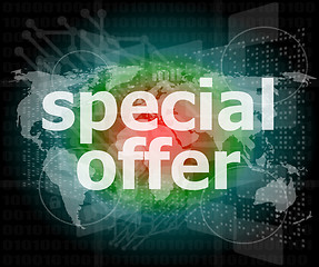 Image showing special offer text on digital screen