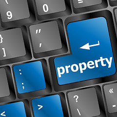 Image showing property message on keyboard enter key, to illustrate the concepts of copyright