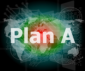 Image showing The word plan a on digital screen, business concept