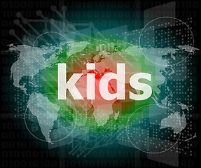 Image showing kid word on a virtual digital background, raster