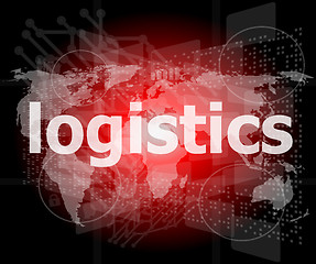 Image showing business concept: logistics word on digital screen