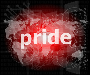 Image showing The word pride on business digital screen