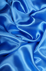 Image showing Smooth elegant blue silk as background 