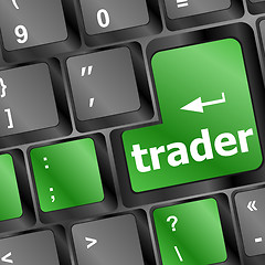 Image showing Trader keyboard representing market strategy - business concept