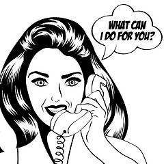 Image showing woman chatting on the phone, pop art illustration