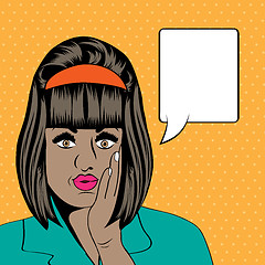 Image showing cute retro black woman in comics style