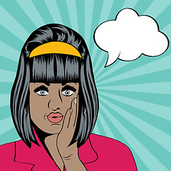 Image showing cute retro black woman in comics style