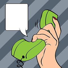 Image showing Hand holding a phone, pop art illustration