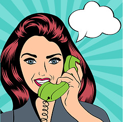 Image showing woman chatting on the phone, pop art illustration