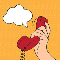 Image showing Hand holding a phone, pop art illustration