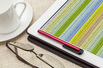 Image showing data spreadsheet on digital tablet