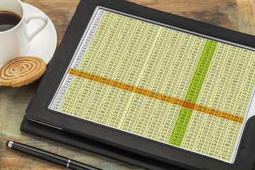 Image showing data spreadsheet on digital tablet