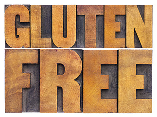Image showing gluten free words in wood type
