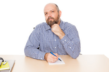 Image showing bearded thinking man