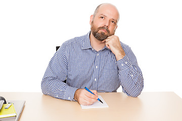 Image showing bearded thinking man