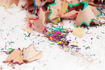 Image showing Shavings of colored pencils