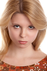 Image showing Girl with frown look