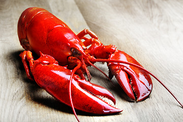 Image showing Red Lobster on wood 