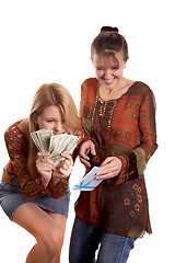 Image showing Girls with envelope and money