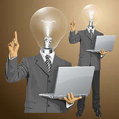 Image showing Vector Lamp Head Business Man Shows Something With Finger