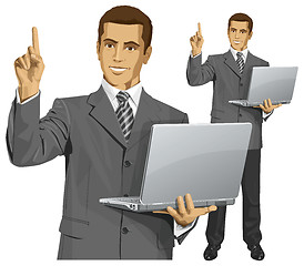 Image showing Vector Business Man Shows Something With Finger