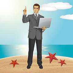 Image showing Vector Business Man Shows Something With Finger