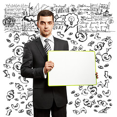 Image showing Business Man with Empty Write Board