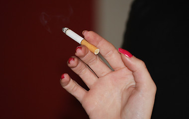 Image showing Hand with smoking cigarette