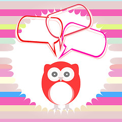 Image showing Cute kids background with owls and abstract cloud set