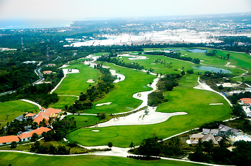 Image showing Elevevated view of golf course