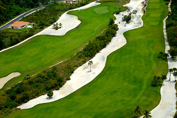 Image showing Flying over golf course